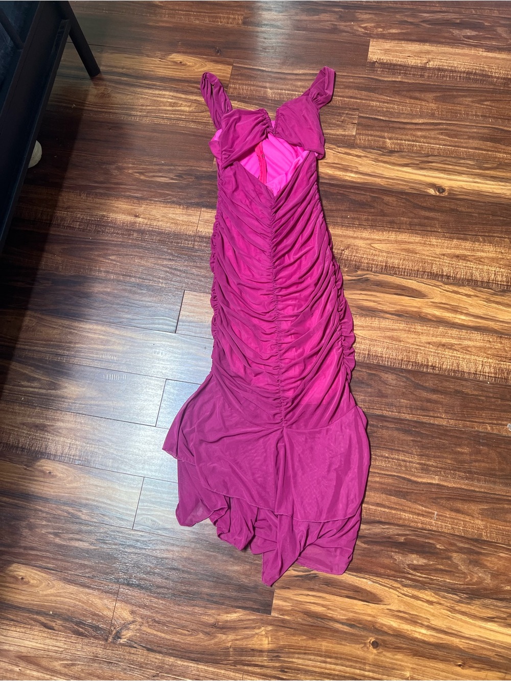 Ruched Fuchsia Women’s Dress - Elegant Evening Style